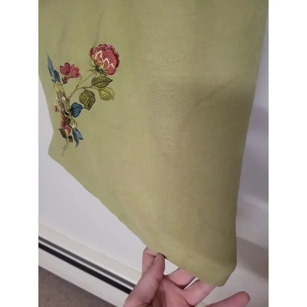 Y2K Women's Embroidered Floral Dress Size 10 Green Cottagecore Prairie Boho 70's - Picture 10 of 13